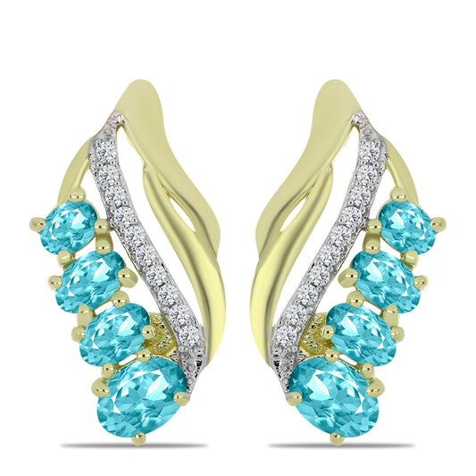 Goldplattierte Silberohrringe mit Paraiba Quarz und weißem Topas