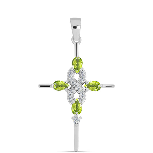 Silberanhänger mit Peridot aus Changbai und weißem Topas