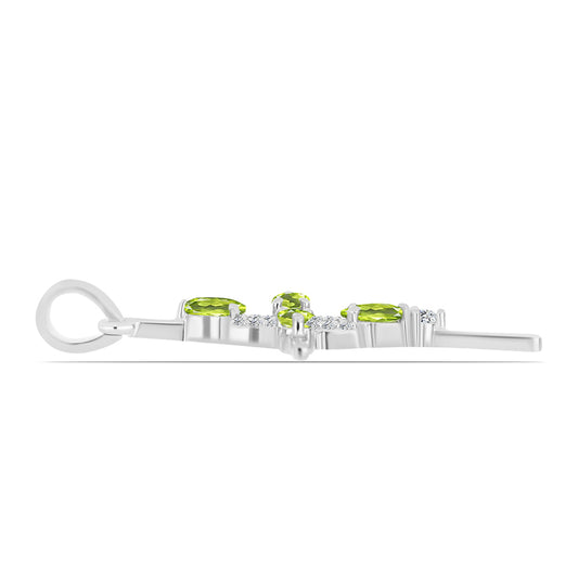 Silberanhänger mit Peridot aus Changbai und weißem Topas
