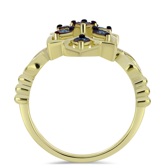 Goldplattierter Silberring mit blauem tanzendem Diamanten