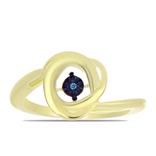 Goldplattierter Silberring mit blauem tanzendem Diamanten