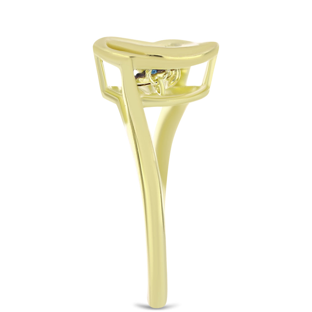 Goldplattierter Silberring mit blauem tanzendem Diamanten 4 