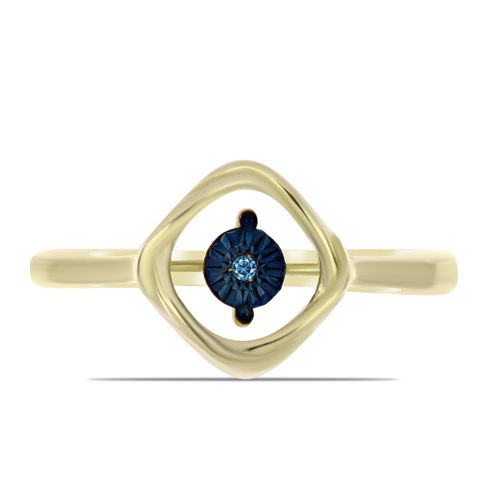 Goldplattierter Silberring mit blauem tanzendem Diamanten 1 