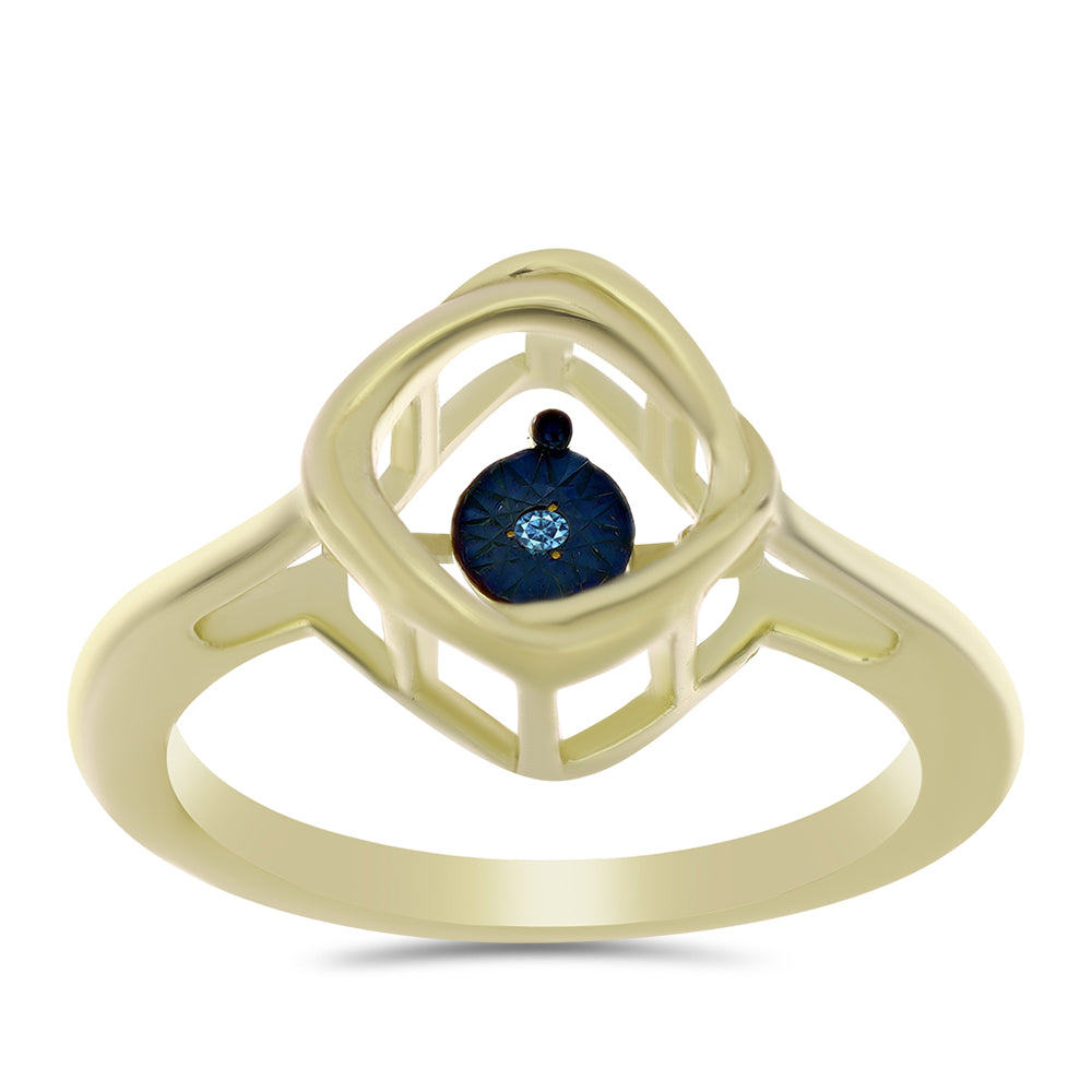Goldplattierter Silberring mit blauem tanzendem Diamanten 3 