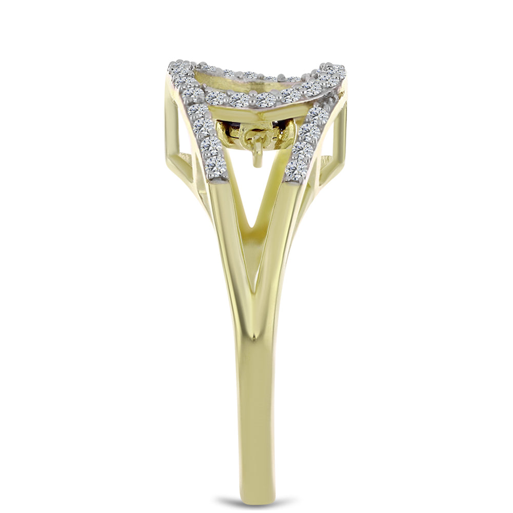 Goldplattierter Silberring mit blauem tanzendem Diamanten und weißem Topas 4 