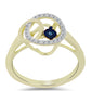 Goldplattierter Silberring mit blauem tanzendem Diamanten und weißem Topas