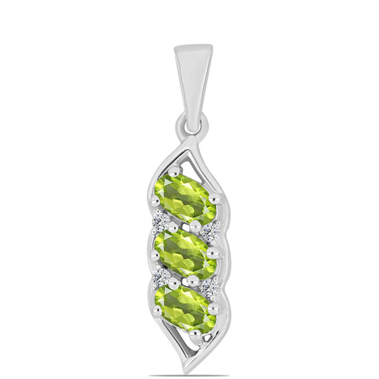 Silberanhänger mit Peridot aus Changbai und weißem Topas