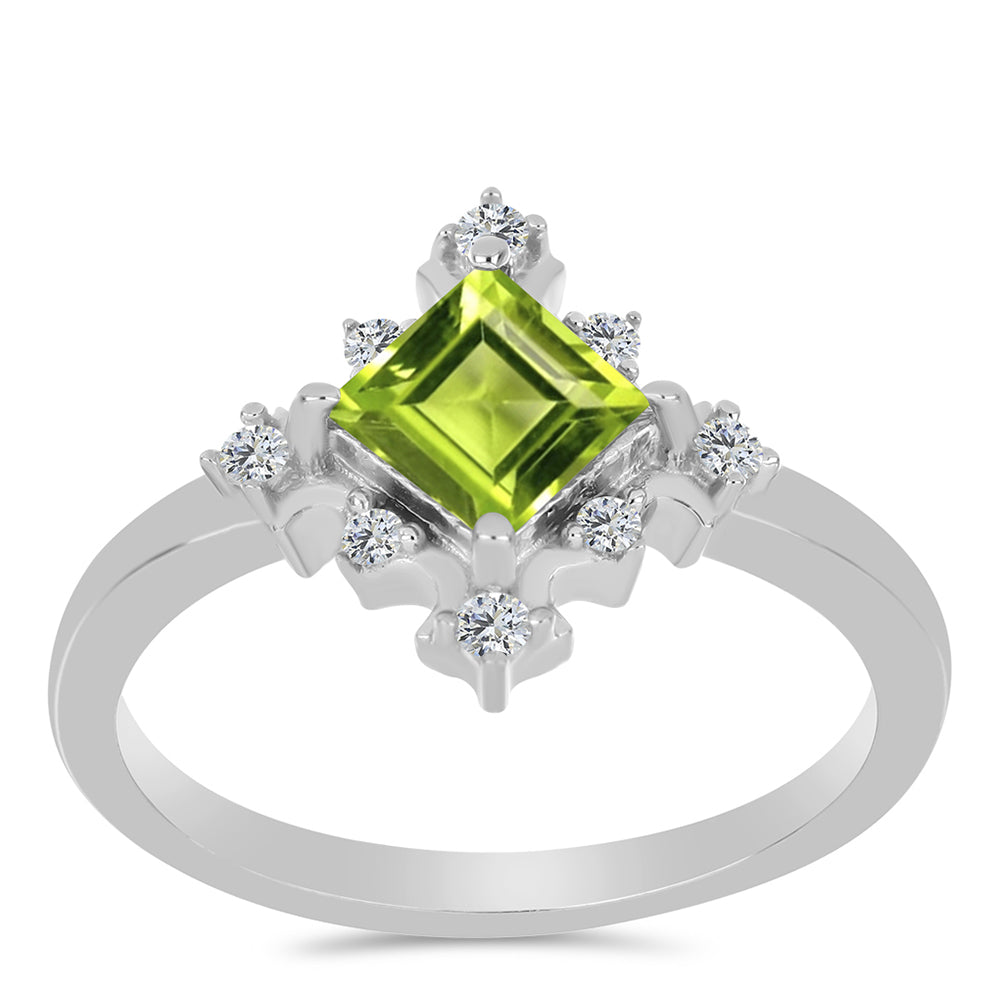 Silberring mit Peridot aus Changbai und weißem Topas 3 