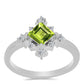 Silberring mit Peridot aus Changbai und weißem Topas