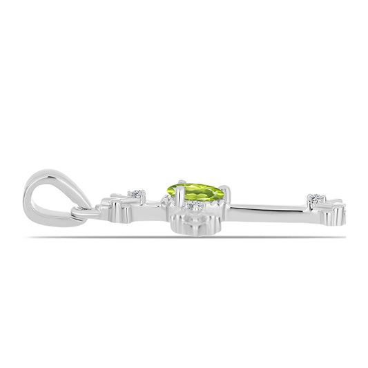 Silberanhänger mit Peridot aus Changbai und weißem Topas