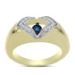 Goldplattierter Silberring mit blauem tanzendem Diamanten und weißem Topas