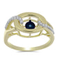 Goldplattierter Silberring mit blauem tanzendem Diamanten und weißem Topas