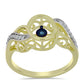 Goldplattierter Silberring mit blauem tanzendem Diamanten und weißem Topas