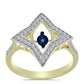 Goldplattierter Silberring mit blauem tanzendem Diamanten und weißem Topas