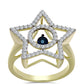 Goldplattierter Silberring mit blauem tanzendem Diamanten und weißem Topas