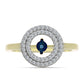 Goldplattierter Silberring mit blauem tanzendem Diamanten und weißem Topas