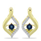 Goldplattierte Silberohrringe mit blauem tanzendem Diamanten und weißem Topas
