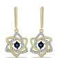 Goldplattierte Silberohrringe mit blauem tanzendem Diamanten und weißem Topas