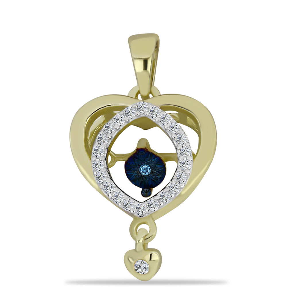 Goldplattierter Silberanhänger mit blauem tanzendem Diamanten und weißem Topas