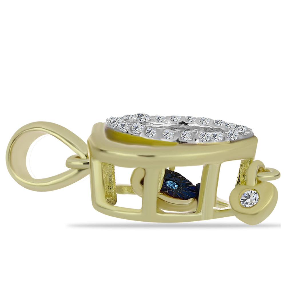 Goldplattierter Silberanhänger mit blauem tanzendem Diamanten und weißem Topas 2 