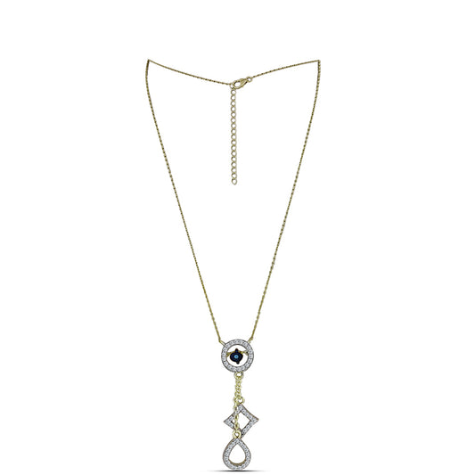Goldplattierte Silberhalskette mit blauem tanzendem Diamanten und weißem Topas