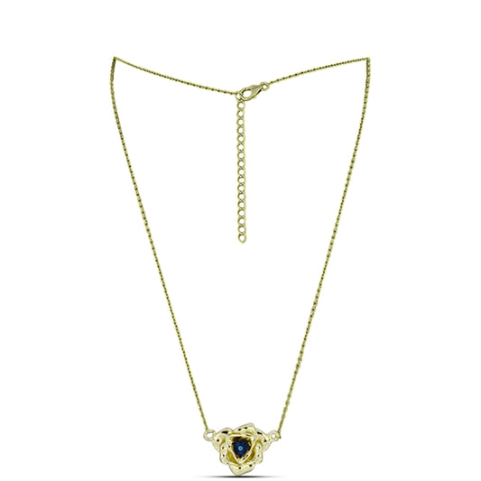 Goldplattierte Silberhalskette mit blauem tanzendem Diamanten