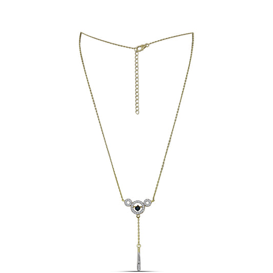 Goldplattierte Silberhalskette mit blauem tanzendem Diamanten und weißem Topas