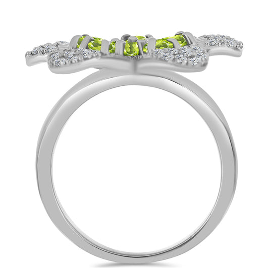 Silberring mit Peridot aus Changbai und weißem Topas