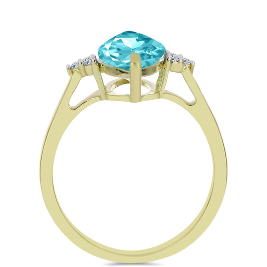 Goldplattierter Silberring mit Paraiba Quarz und weißem Topas