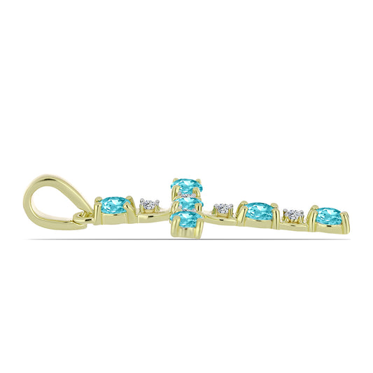 Goldplattierter Silberanhänger mit Paraiba Quarz und weißem Topas