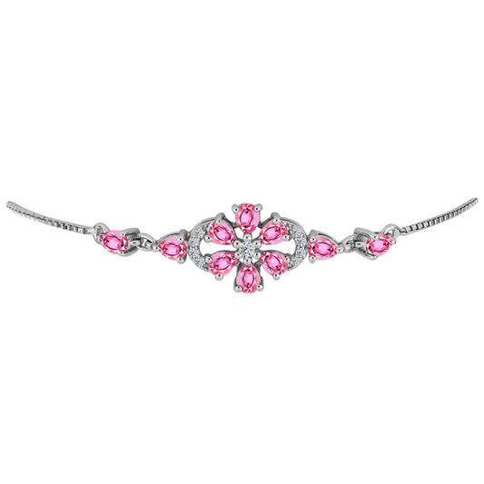 Silberarmband mit rosafarbenem Turmalin aus Pelmadulla und weißem Topas