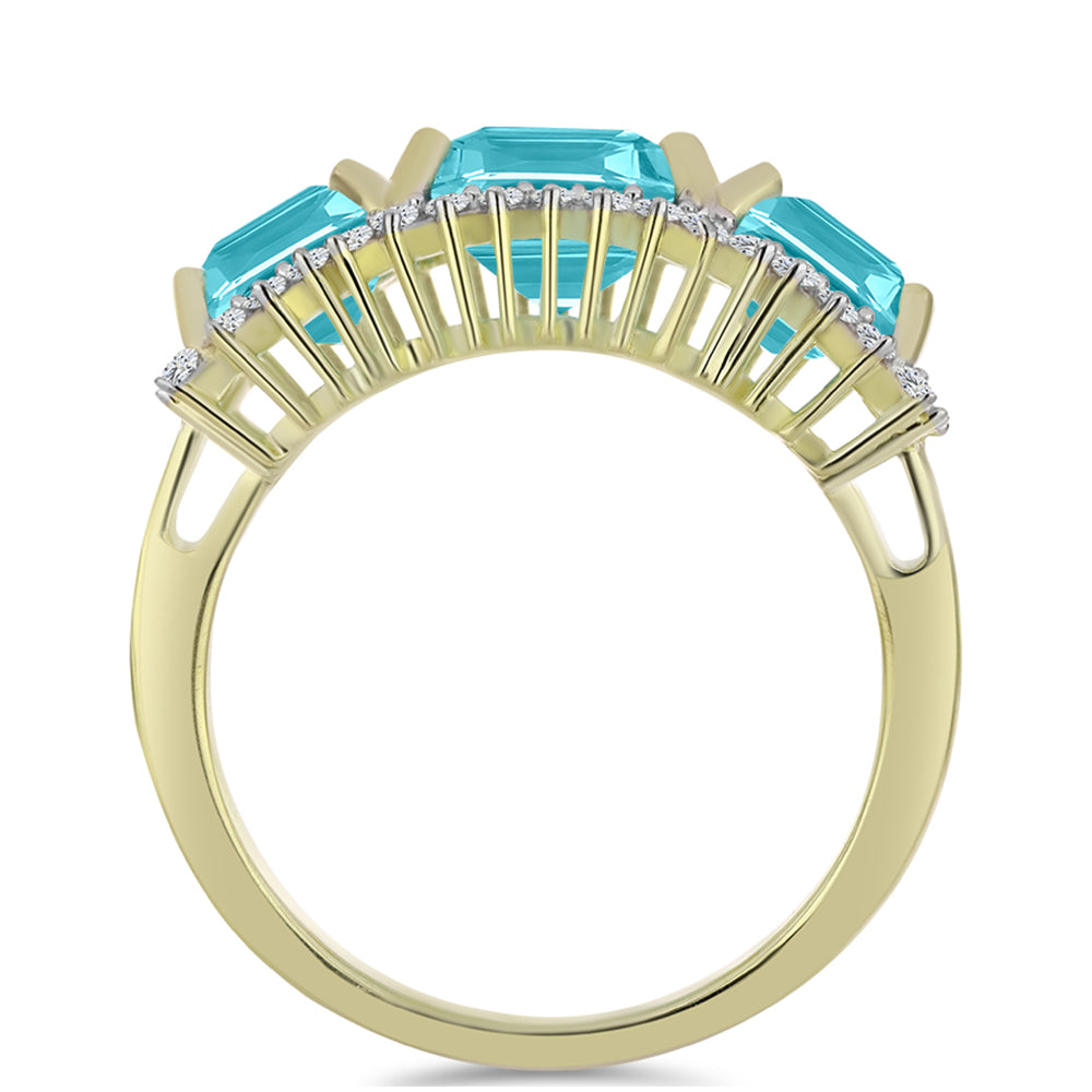 Goldplattierter Silberring mit Paraiba Quarz und weißem Topas