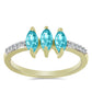 Goldplattierter Silberring mit Paraiba Quarz und weißem Topas
