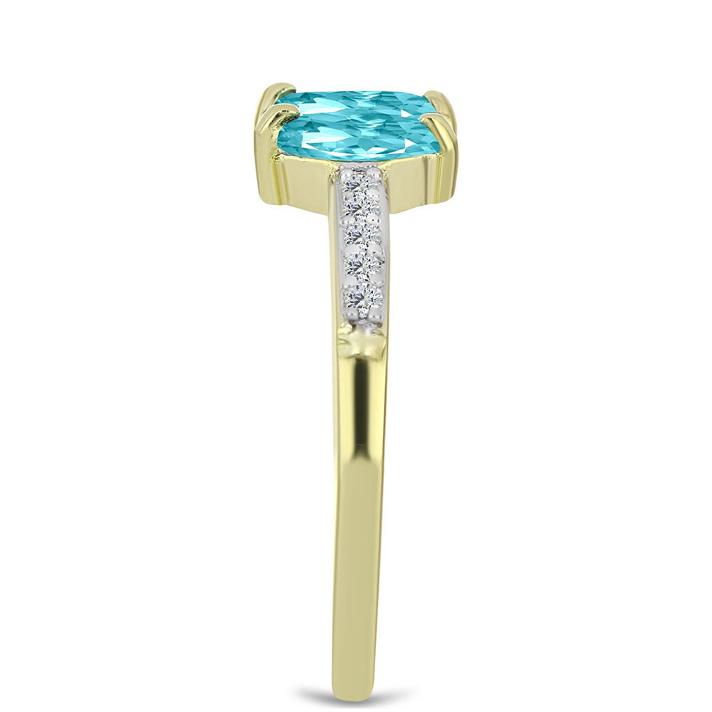 Goldplattierter Silberring mit Paraiba Quarz und weißem Topas 4 