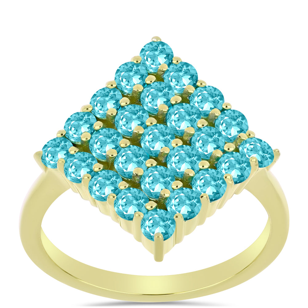 Goldplattierter Silberring mit Paraiba Quarz 1 