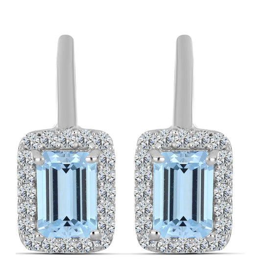 Silberohrringe mit Aquamarin aus Embu County und weißem Topas