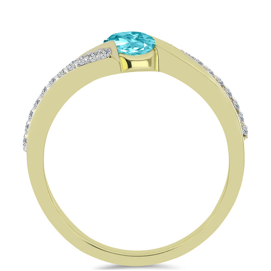 Goldplattierter Silberring mit Paraiba Quarz und weißem Topas