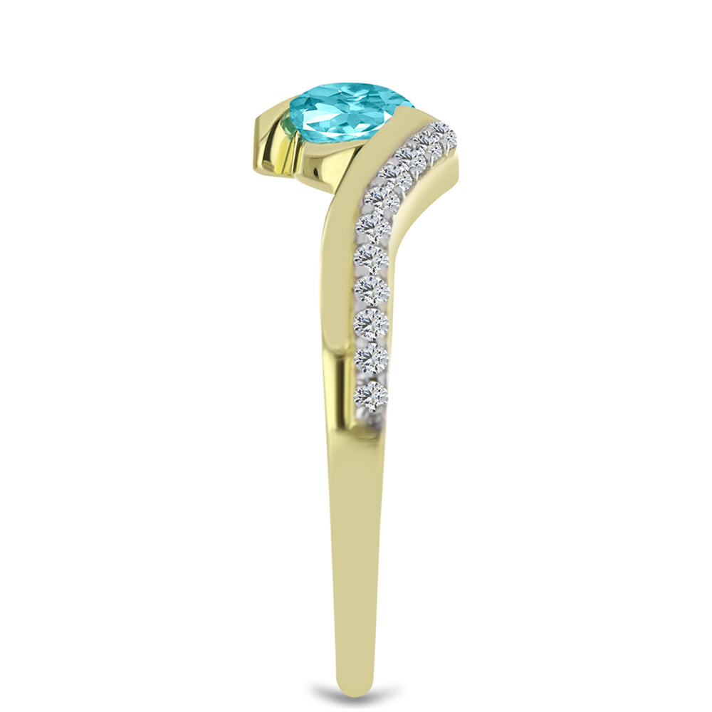 Goldplattierter Silberring mit Paraiba Quarz und weißem Topas 4 