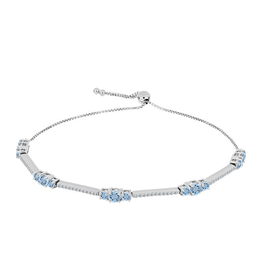 Silberarmband mit Aquamarin aus Embu County und weißem Topas
