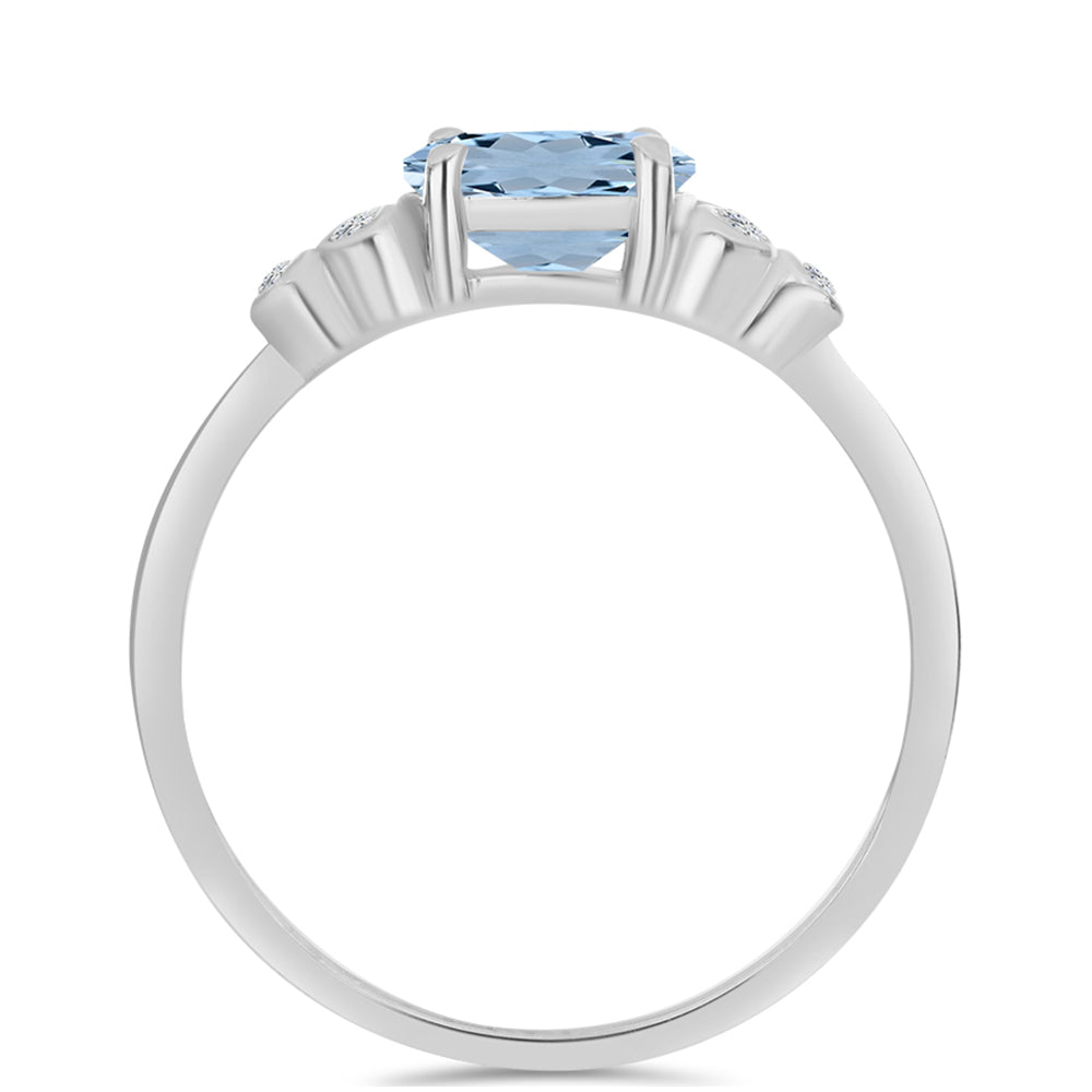 Silberring mit Aquamarin aus Embu County und weißem Topas