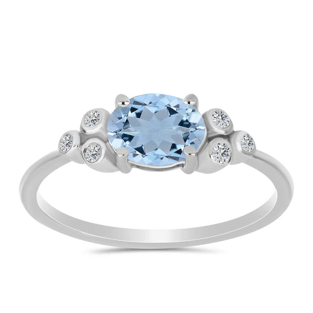 Silberring mit Aquamarin aus Embu County und weißem Topas 3 