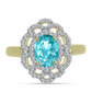 Goldplattierter Silberring mit Paraiba Quarz und weißem Topas