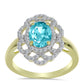 Goldplattierter Silberring mit Paraiba Quarz und weißem Topas