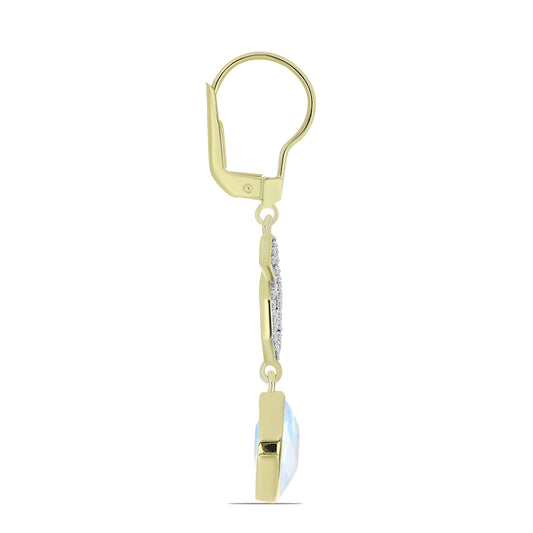 Goldplattierte Silberohrringe mit Regenbogenmondstein und weißem Topas