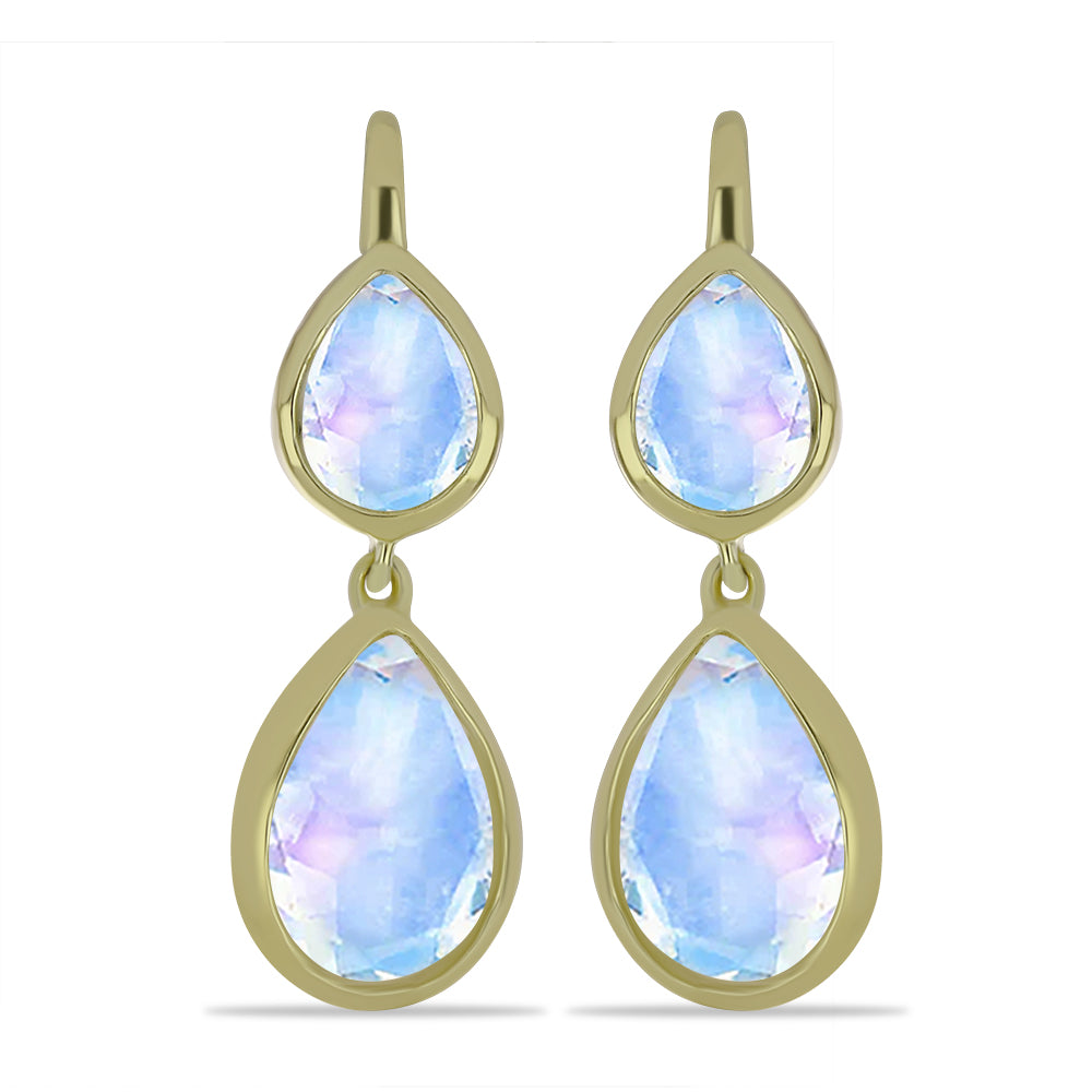 Goldplattierte Silberohrringe mit Regenbogenmondstein 1 