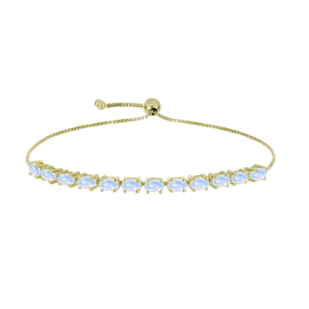 Goldplattiertes Silberarmband mit Regenbogenmondstein