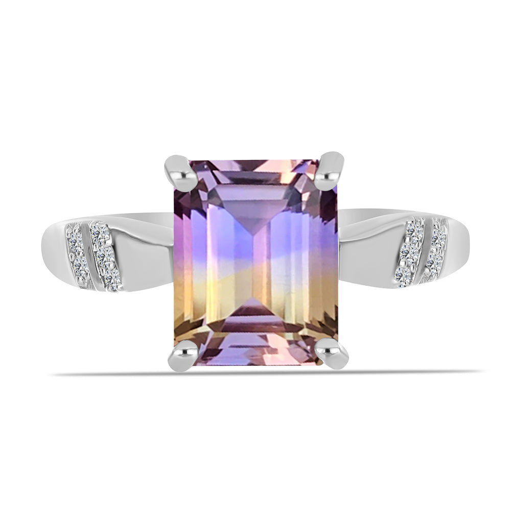 Silberring mit Anahi Ametrin und weißem Topas 1 