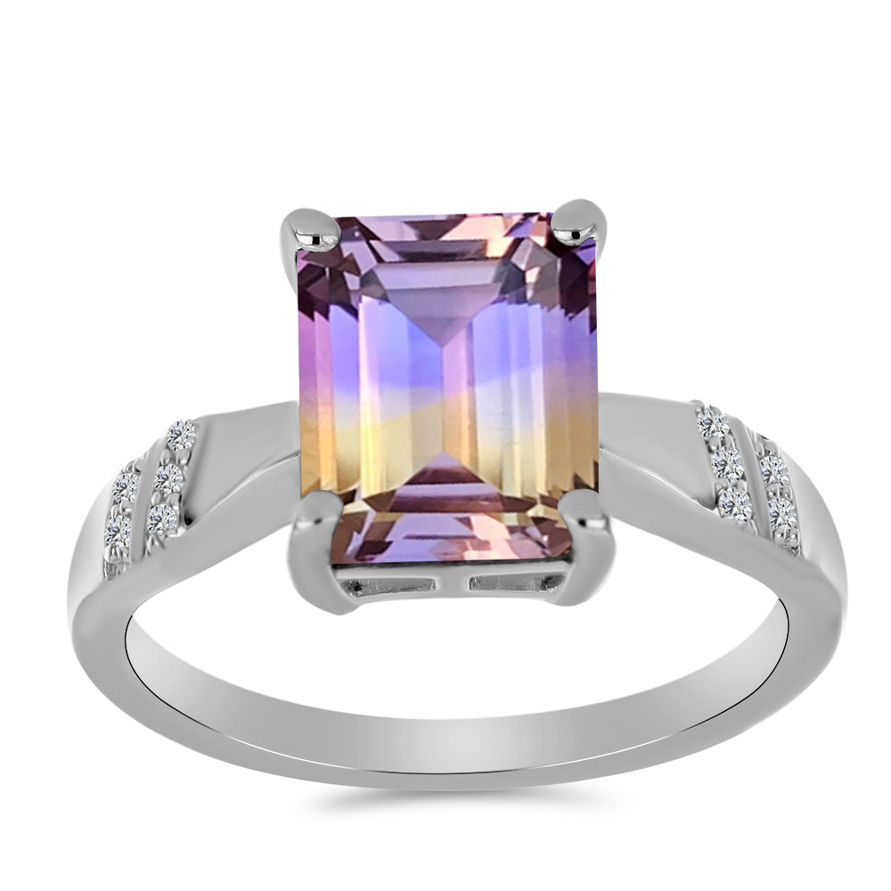 Silberring mit Anahi Ametrin und weißem Topas 3 