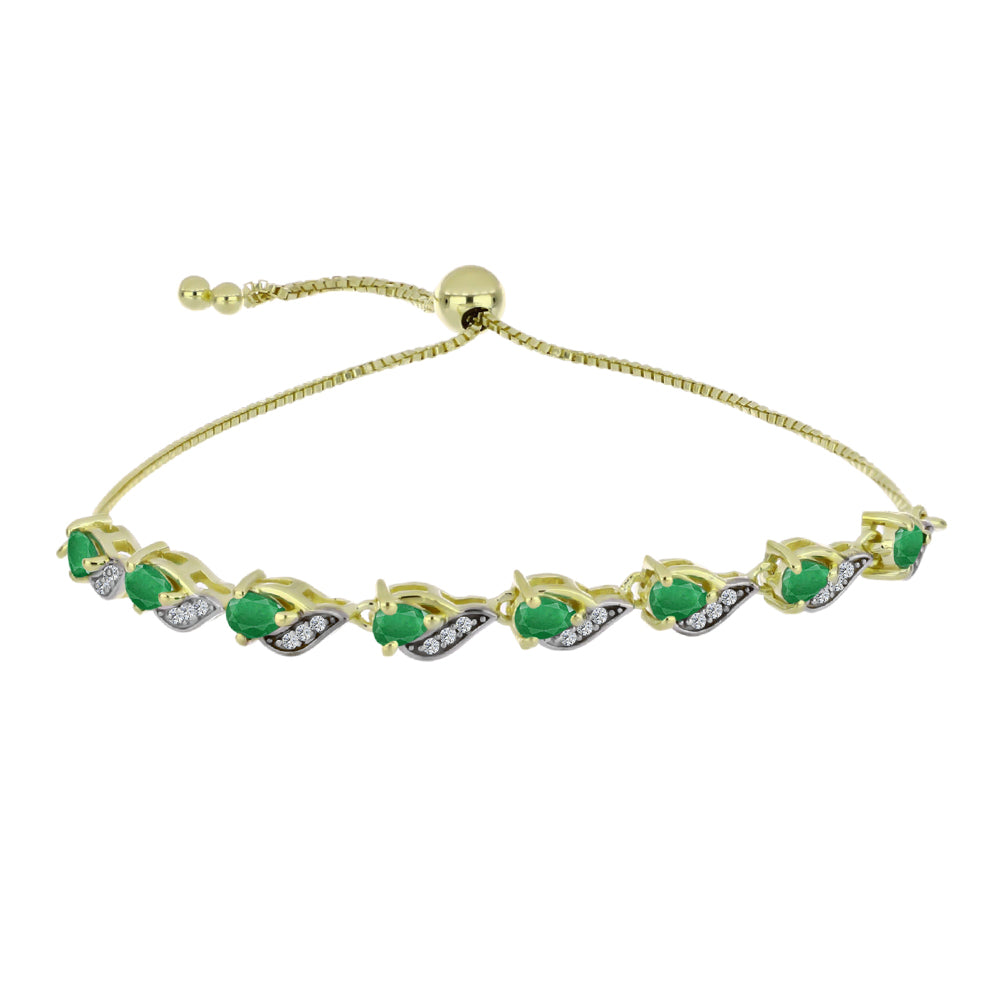 Goldplattiertes Silberarmband mit sambischem Smaragd und weißem Topas 1 