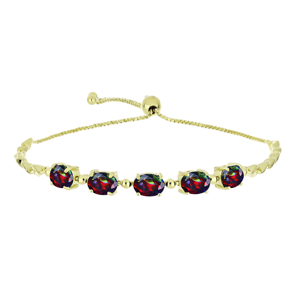 Goldplattiertes Silberarmband mit mitternachtsschwarzem äthiopischen Opal aus Lega Dembi